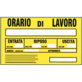 Targa 20x30 orario lavoro (pezzi 10)