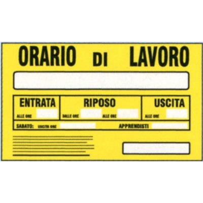 Targa 20x30 orario lavoro (pezzi 10)