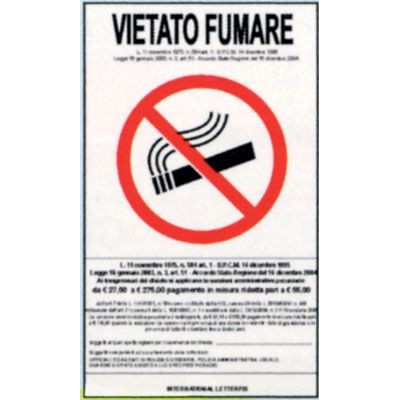 Targa 20x30 vietato fumare(pezzi 10)