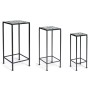 Set 3 tavolini quadri ferro/ceramica cm. 28x28x68h/23x23x57h/18x18x51h