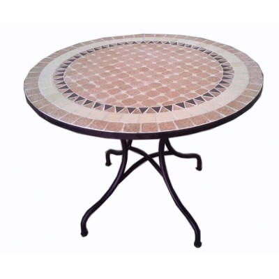 Tavolo ferro battuto mosaico tondo d.100 x 75h cm. d.10983