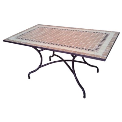 Tavolo ferro battuto mosaico cm 160 x 90 x 75h d.10989