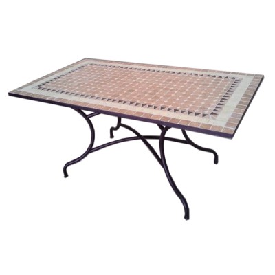 Tavolo ferro battuto mosaico cm. 200 x 100 x 75h d.11185