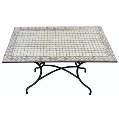 Tavolo ferro battuto mosaico rettangolare d.11472 cm. 200 x 100 x 75h