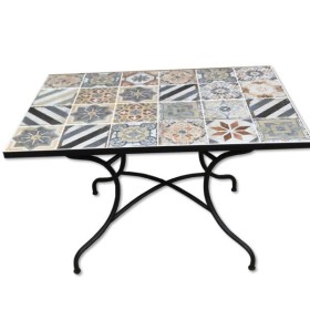 Tavolo ferro battuto maiolica pompei cm. 160 x 90 x 74h