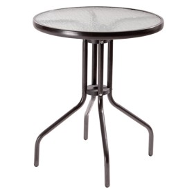 Tavolo ios struttura acciaio e piano in vetro d.60 colore marrone