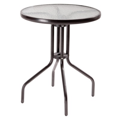 Tavolo ios struttura acciaio e piano in vetro d.60 colore marrone