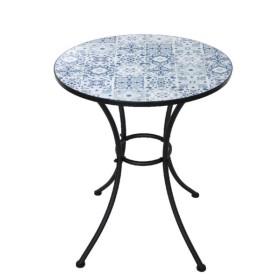 Tavolo mosaico azulejos tondo, struttura in acciaio verniciato d.60
