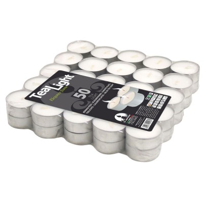 Tea light(50pz)bianchi d.3,6h1,7
