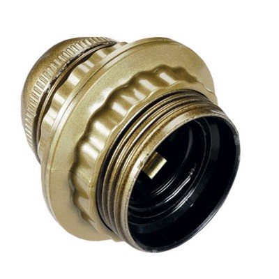 Portalampada filettato con ghiera e27,150W 4A 250V, colore oro