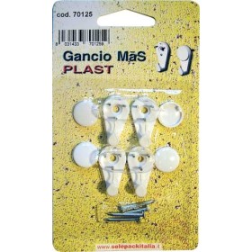 Gancio mas plas nylon bianco con cappuccio coprichiodi,blister 4 pezzi