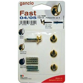 Gancio fast con tassello mm.4, oro lucido,in blister da 4 pezzi