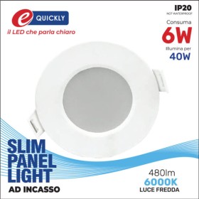 Slim panel 6w 6000k tondo incasso