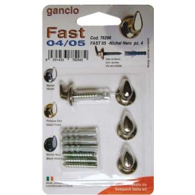 Gancio fast con tassello mm.5, nichel nero,in blister da 4 pezzi