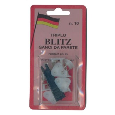 Gancio blitz triplo in blister da 10 pezzi