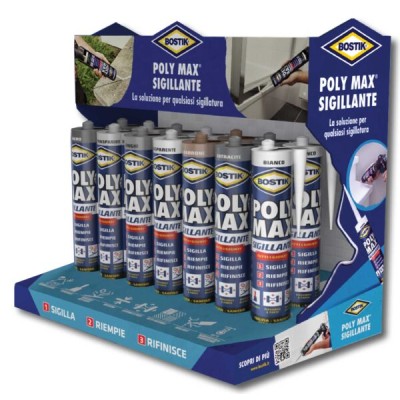Expo da banco 14 pz. polymax sigillante cartucce da 280ml assortite