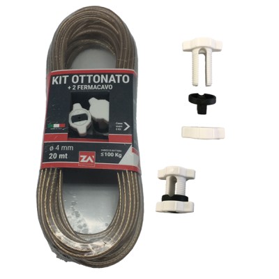 Kit cavetto acciaio ottonato mm.4,0 metri 20