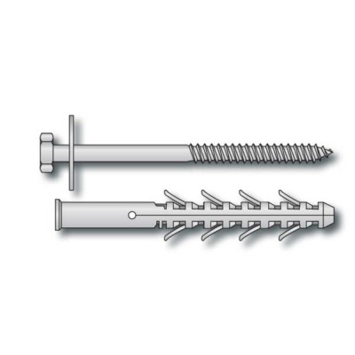 Tassello nylon prolungato c/vite d.12 TE+rondella mm.16X240(pz.25)