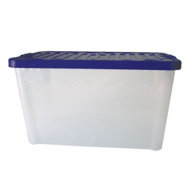 Box superlarge casse portatutto con ruote e coperchio 80x44x45h blu