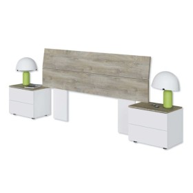 Testiera con 2 comodini Bianco Artik e Rovere Alaska