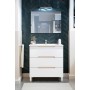 Mobile bagno Lea 80x45x86h Bianco Lucido e Rovere