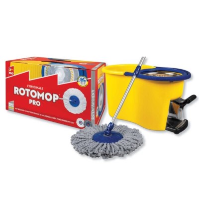 Rotomop pro kit secchio + 2 mop con 500 frange microfibra 100%
