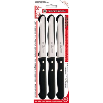 Coltelli da tavola set da 6 pezzi inox manico chiodato nero