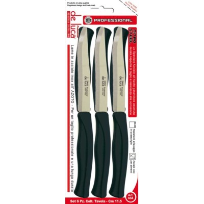 Coltelli da tavola set da 6 pezzi nitro steel linea professional nero