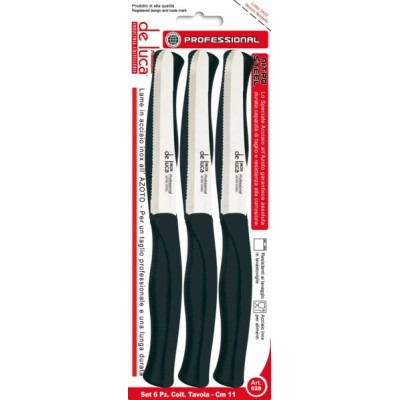Coltelli da tavola set da 6 pezzi punta tonda linea professional nero