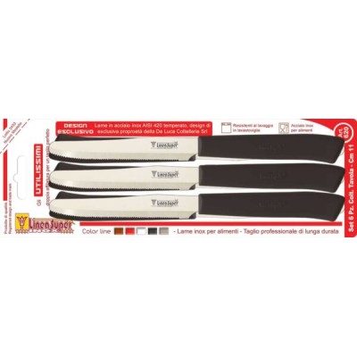 Coltelli da tavola seghettati 6 pz colori assortiti