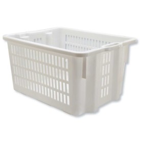 Cassa impilabile sovrapponibile forata cm.55x31x43 50 litri bianca