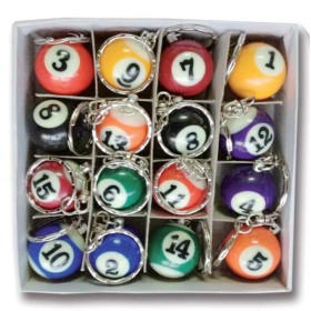 Confezione box16 portachiavi billiard palla biliardo colori assortiti