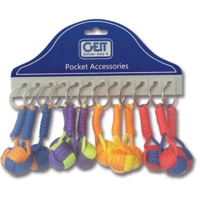 Cartella 12 portachiavi Cord-Ball in cordino ass. Neon