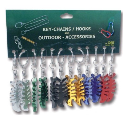 Cartella 12 portachiavi Fish Bone pesce colori assortiti