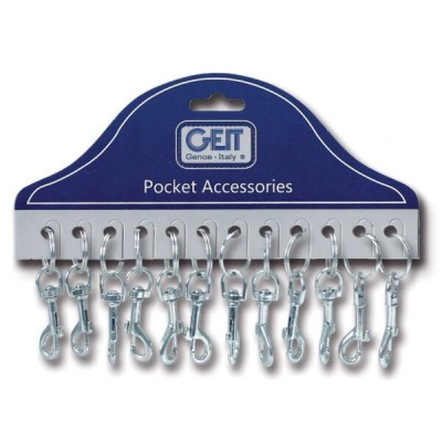 Cartella 12 moschettoni CH cm. 7,2 + anello nichel