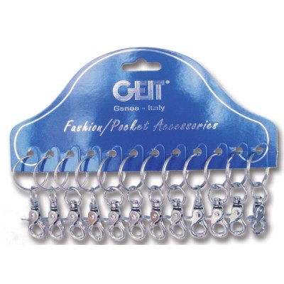 Cartella 12 moschettoni Lever cm. 4,5 + anello nichel