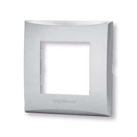 Placca 2 moduli argento serie Plana