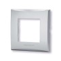 Placca 2 moduli argento serie Plana