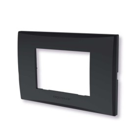 Placca 3 moduli nero serie Plana