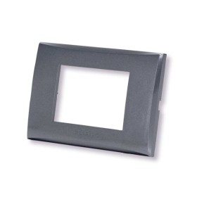Placca 3 moduli grigio serie Plana