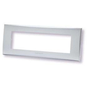 Placca 7 moduli argento serie Plana