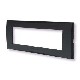 Placca 7 moduli nero serie Plana