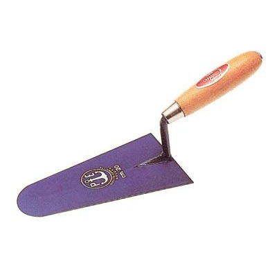 Cazzuola italiana punta tonda in acciaio e legno verniciato mm.180