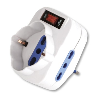 Multipresa rotante salvaspazio - spina 10A/prese 2 bipasso 1 schuko bi