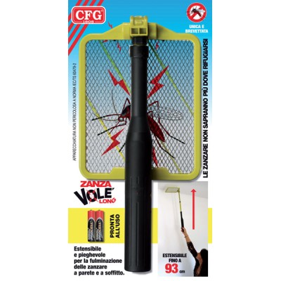 Racchetta fulmina insetti Zanza Vole Long snodata cm.93 pile incluse