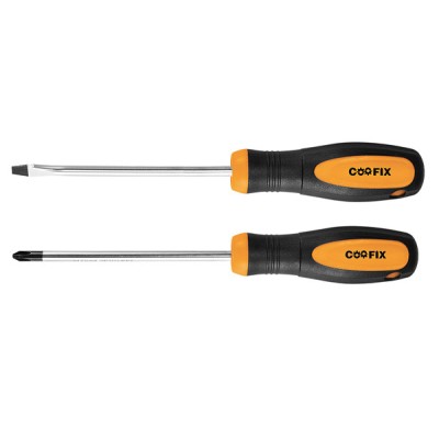 Set 2 cacciaviti croce/taglio CRV taglio 6,5x100 / croce PH2 mm.6x100