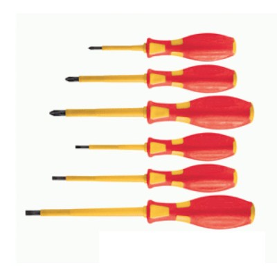 Set 6 cacciaviti isolati croce/taglio CRV manico ergonomico magnetico