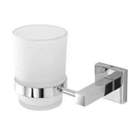 Porta spazzolino Rock in cromo alluminio con piastrina antiruggine.