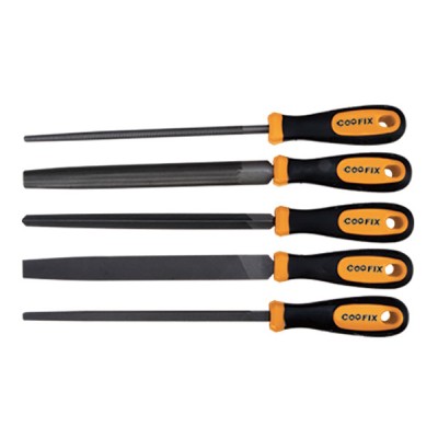 Set 5 lime per acciaio piatta,tonda,mezzatonda,triangolo,quadra mm.200