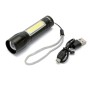 Mini torcia led ricaricabile Thor Max con zoom + lanterna COB col.nero